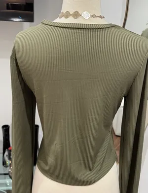 Olive Green Ribbed Long thumbnail 6