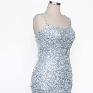 Betsy &‎ Adam - Ice Blue Sequined Floor Length Gown thumbnail 11