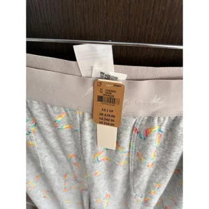 Victoria's Secret PINK Cozy Sleep Joggers gray heather fabric rainbow hearts XS thumbnail 3