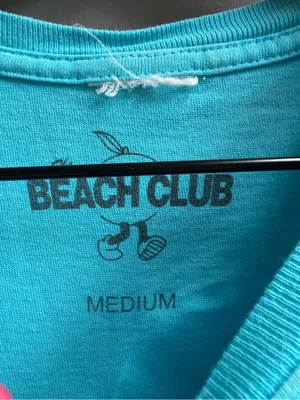 The Beach Club Hello Sunshine Graphic Tee Shirt Ocean Blue Size Medium thumbnail 5