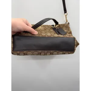 Coach Kelsey Satchel Crossbody Bag Khaki Brown Signature C Jacquard‎ Canvas thumbnail 11