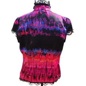 Baby Phat -257 Y2K satin like lace and sequin blouse hot pink and‎ black Large thumbnail 5
