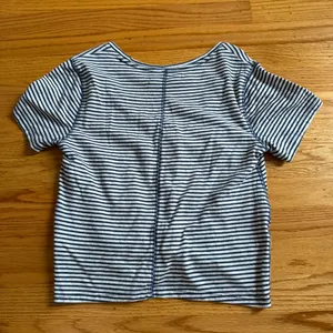 Abercrombie & Fitch Striped White & Navy Blue Knot-Front Cropped Top Cotton XS thumbnail 4