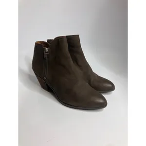 Frye Ankle Boots Womens 8.5 Brown Excellent Leather Pointed Toe Side Zip Booties thumbnail 3