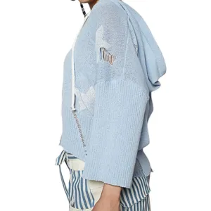 POL Light Blue Star Hoodie Sweater thumbnail 2