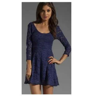 Free People Blue Rose Fit N Flare Garden Lace Mini dress Sz M thumbnail 2