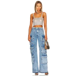 NWT Superdown Mackenzie Rhinestone Chainmail Sleeveless Adjustable Crop Top thumbnail 4