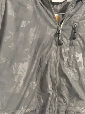 Carhartt Women's S Gray Camo Nylon Hooded Zip Up Windbreaker 3/4 Length thumbnail 3