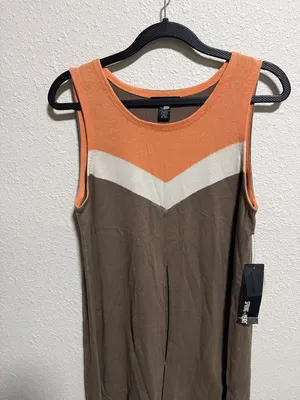 Spring + Mercer Womens L Pima Cotton Colorblock Chevron Sleeveless Sweater Dress thumbnail 3