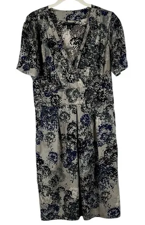 Banana Republic Women's V-neck Multicolor Short Puff Sleeved Dress 10 thumbnail 1
