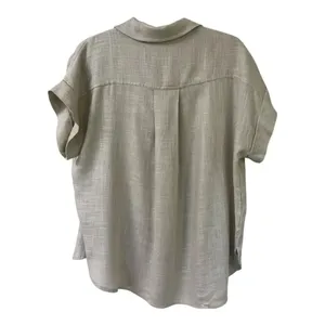 Bohme linen blend pullover top beige sz medium thumbnail 2