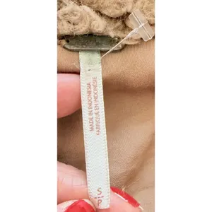 Free People Brown Sherpa Button Front Peacoat Cozy Textured Jacket Women Sz S thumbnail 3