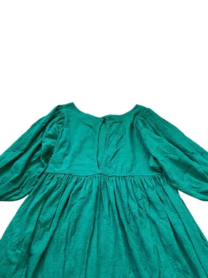 Free People Get Obsessed Babydoll Dress Puff Sleeve Emerald Green Boho Casual thumbnail 5