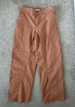 Loft High-Rise Wide Leg Cropped Ankle Curved Wrap Seam Utility Pant Terracotta thumbnail 1