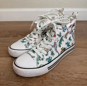 Hot Topic Dinosaur Print Hi-Top Women’s Sneakers, Size 5 thumbnail 1