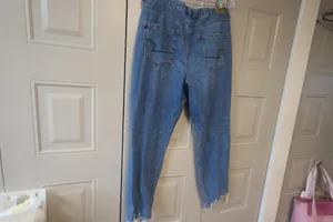 American Eagle Outfitters mom jean raw hem jeans denim in blue size 14. thumbnail 11