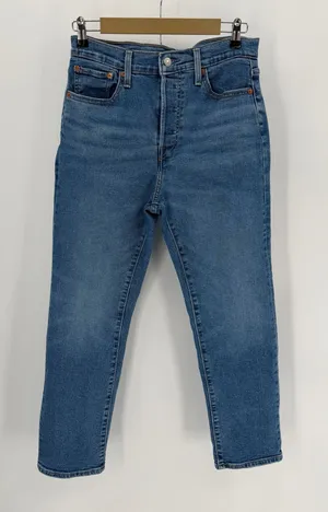 Levi's Jeans Womens 30 Blue Medium Wash Wedgie Straight Stretch Button Fly Ankle thumbnail 1