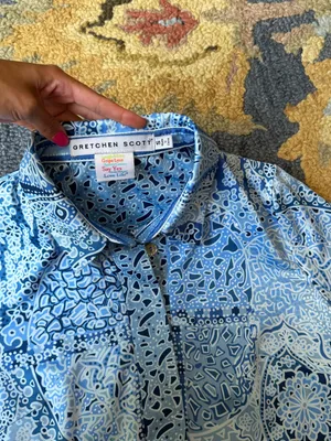 Gretchen Scott Everywhere Shirt Dress SZ Small in Paisley Medallion Mosaic Print thumbnail 2