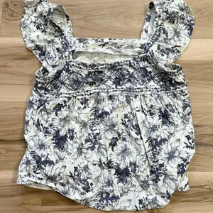Blu Pepper White Blue Floral Tank Top Blouse Shirt Women’s Large thumbnail 1