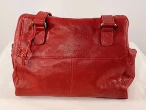 Spikes‎ & Sparrow Leather Zip Satchel Bag Purse in Red thumbnail 1