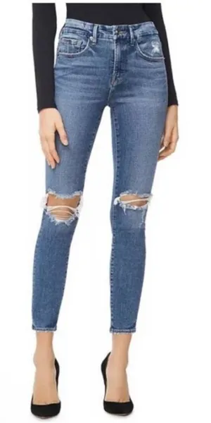 Good American Good Legs‎ Indigo Blue Distressed Size 2 / 26 thumbnail 1