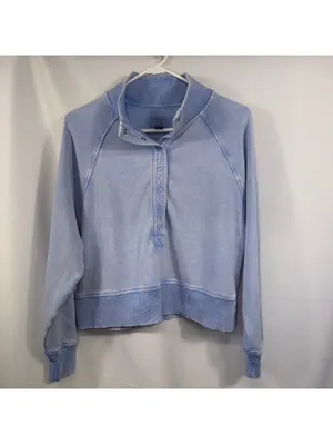 American Eagle Blue Henley Pullover Sweatshirt XS thumbnail 3