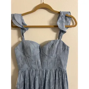 Azazie Denisse Powder Blue Corset Maxi Dress Size 6 New Autumn Wedding Dress thumbnail 4