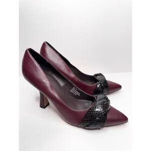 Gabrielle Union Pumps‎ Size 7.5 Pointed Toe Burgundy Twist Detail Slip On Shoes thumbnail 2