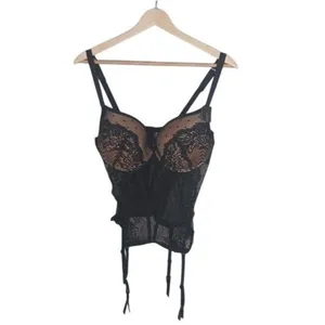 Fredericks Hollywood Arielle Lace Bustier XL Black Corset Boned Underwire NWT thumbnail 2