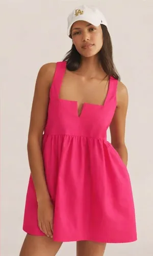 Daily Practice Hot Pink Babydoll Mini Dress Sleeveless Summer thumbnail 1