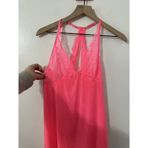 Victoria’s Secret Neon Pink Lace Babydoll Slip Lingerie Sexy Valentines Day Sm thumbnail 2
