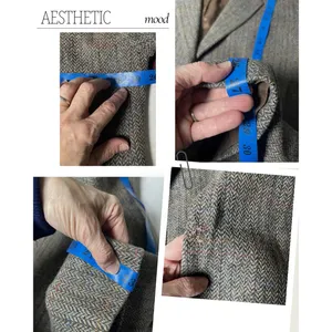 Vintage Academia Tweed Blazer Brown Herringbone‎ Haggar Women 14 thumbnail 5