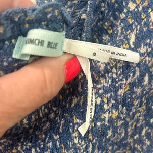 Urban Outfitters Kimchi Blue Picnic Blue Floral Smocked Midi Dress size S thumbnail 9
