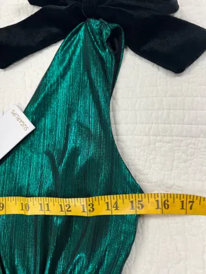 Sugarlips Liquid Satin Emerald Green Metallic Maxi Dress thumbnail 9