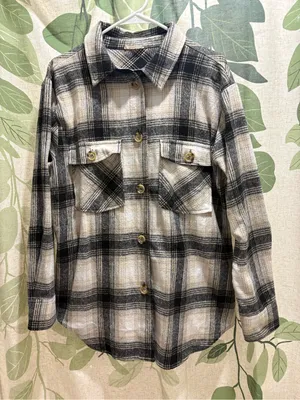 Kori Black & Cream Plaid Button-Front Jacket thumbnail 1