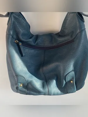 Stone Mountain Osprey blue leather bucket bag shoulder bag bamboo buckles Fall thumbnail 7