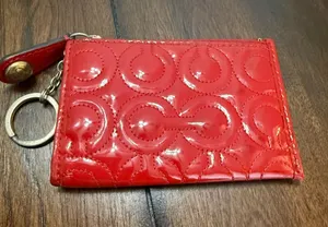 VTG Coach Signature Coin Pouch Keychain Wallet. Red thumbnail 1