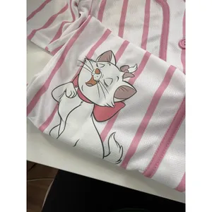 Disney The Aristocats Marie Baseball Jersey Pink White Striped Shirt Small NEW thumbnail 4