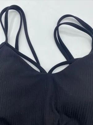 Lululemon Womens Align Strappy Cropped Tank Black Ribbed Yoga Top LW1EF6S Size 2 thumbnail 6