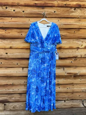 NWT Betsy & Adam Blue Plus Suze Floral Gown Size 20W 20 thumbnail 6