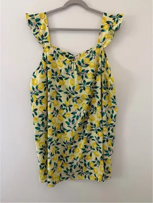 Draper James Woven Chemise Preppy Southern Coquette Lemon Mini Dress size XL thumbnail 3
