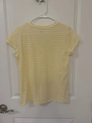Garnet Hill Organic Cotton Striped Tee Yellow White Size XS thumbnail 6