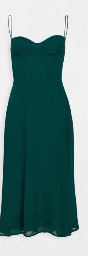 NEW Reformation Juliette emerald green midi Dress sz 10 thumbnail 1