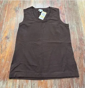 Charter Club NWT Cocoa Bean Brown Knit Shell Tank Top - Size Medium Minimalist thumbnail 1