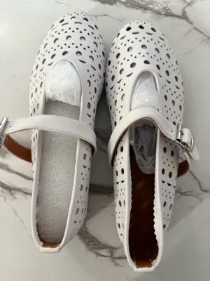 Women’s White Cutout Mary Jane Flat Shoes – Breathable Laser Cut Comfort Walking Shoes (EU 38 / US 7.5) thumbnail 4
