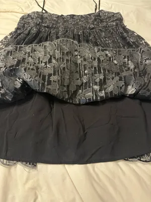 Free People All That Glitters Shimmery Black Lace Mini Dress — Size M thumbnail 8