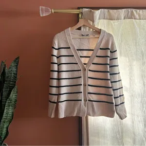 Vince Breton Wool Cashmere Striped Cardigan Sweater V-Neck‎ Button Front Size S thumbnail 3