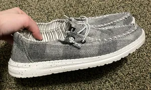 Hey Dude Women's Gray Knit Slip-On Loafers thumbnail 1