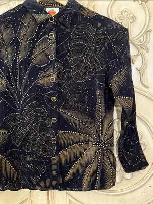 FARM Rio palm-print Crystal Embedded button-up Long Sleeve shirt Size Small thumbnail 8