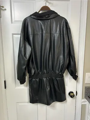 SHEIN Black Faux Leather Zip-Up Dress Jacket thumbnail 2